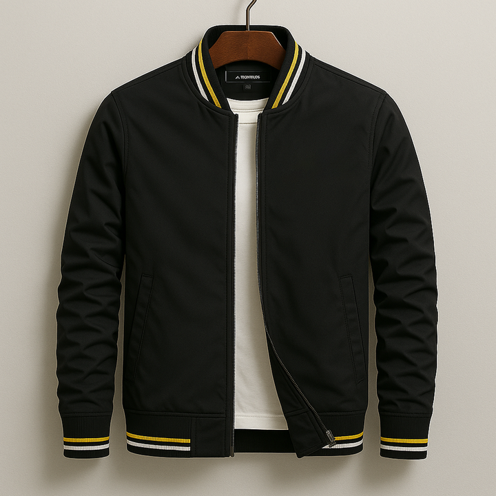 CHEZ | Elegant Striped Bomber Jacket