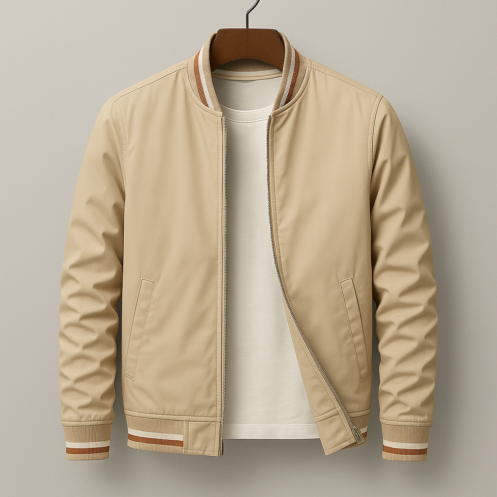 CHEZ | Elegant Striped Bomber Jacket