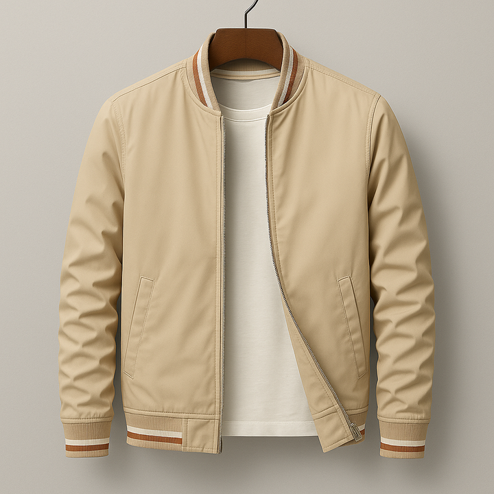 CHEZ | Elegant Striped Bomber Jacket