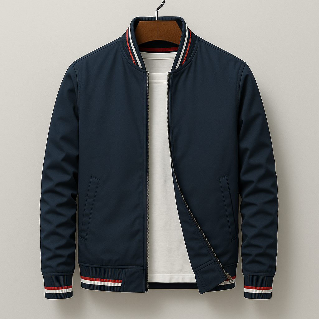 CHEZ | Elegant Striped Bomber Jacket