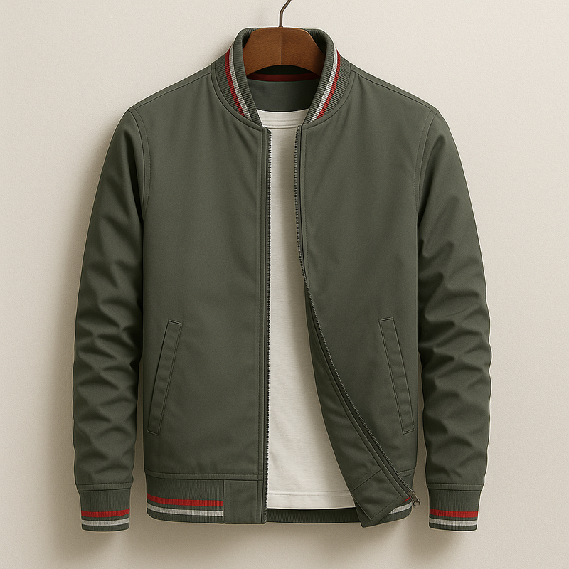 CHEZ | Elegant Striped Bomber Jacket