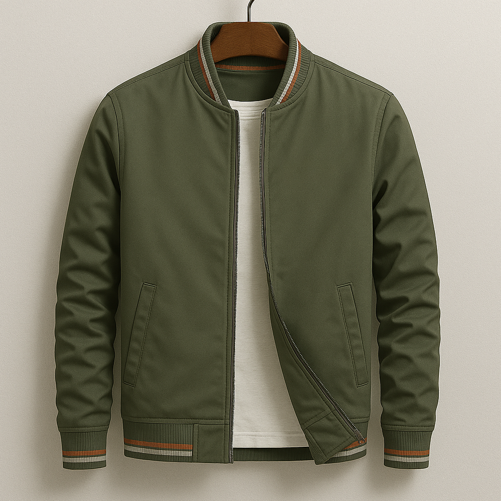 CHEZ | Elegant Striped Bomber Jacket