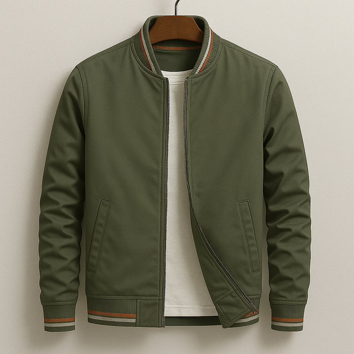 CHEZ | Elegant Striped Bomber Jacket