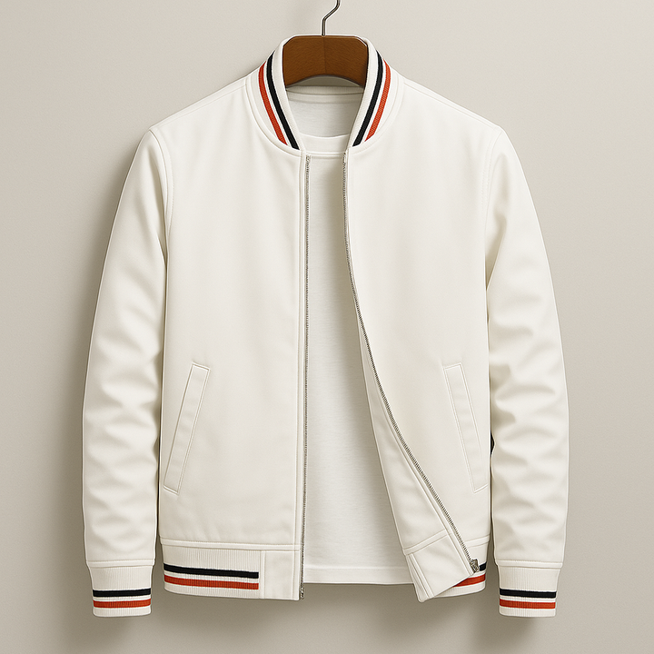 CHEZ | Elegant Striped Bomber Jacket