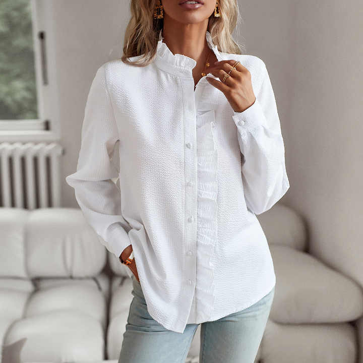 JOSÉPHINE | Elegant Textured Ruffle Blouse