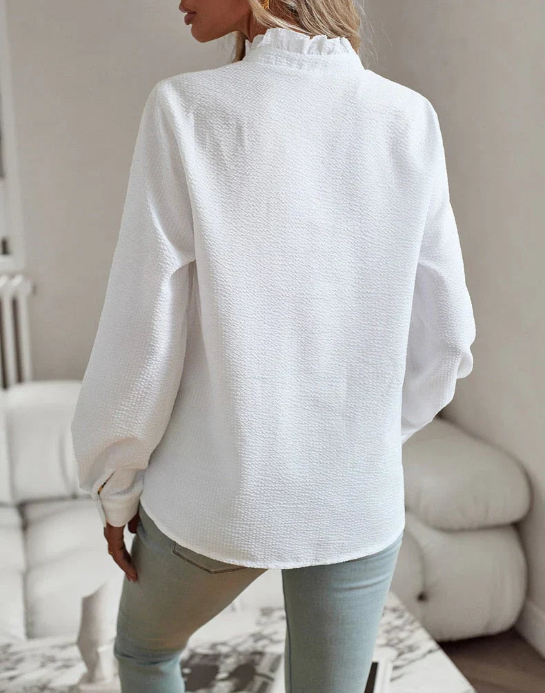 JOSÉPHINE | Elegant Textured Ruffle Blouse