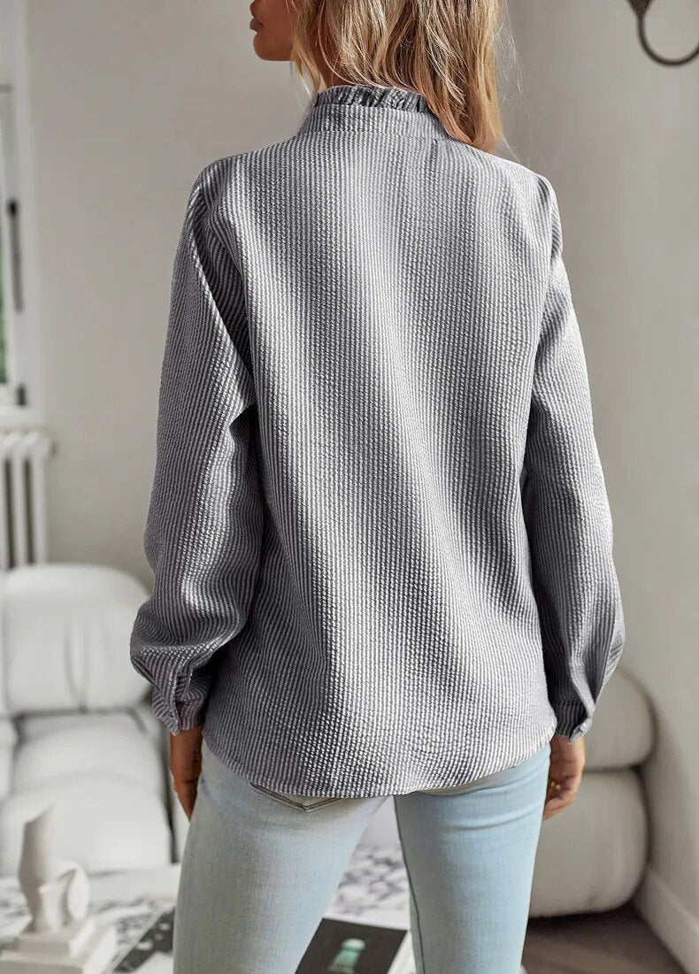 JOSÉPHINE | Elegant Textured Ruffle Blouse